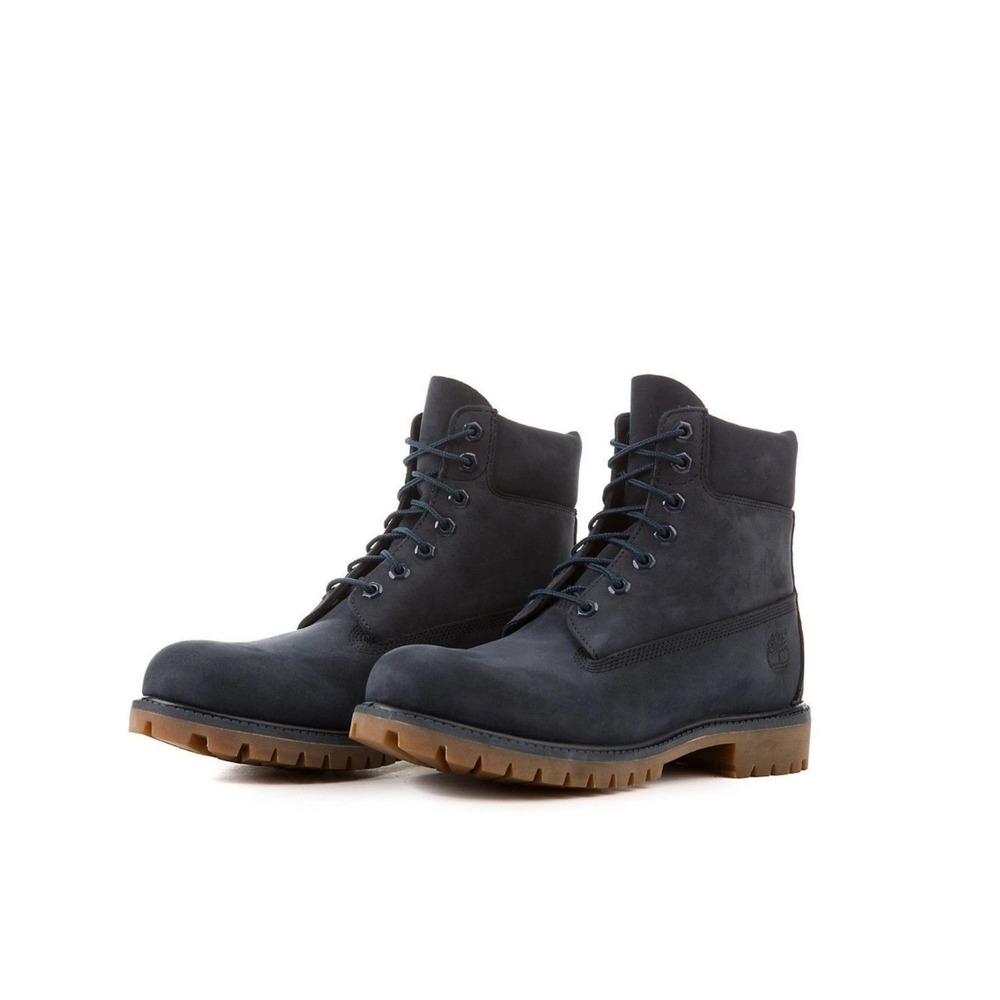 Timberland Premium 6 Inch Waterproof Boots Mens Navy Blue Nubuck Leather 10.5
